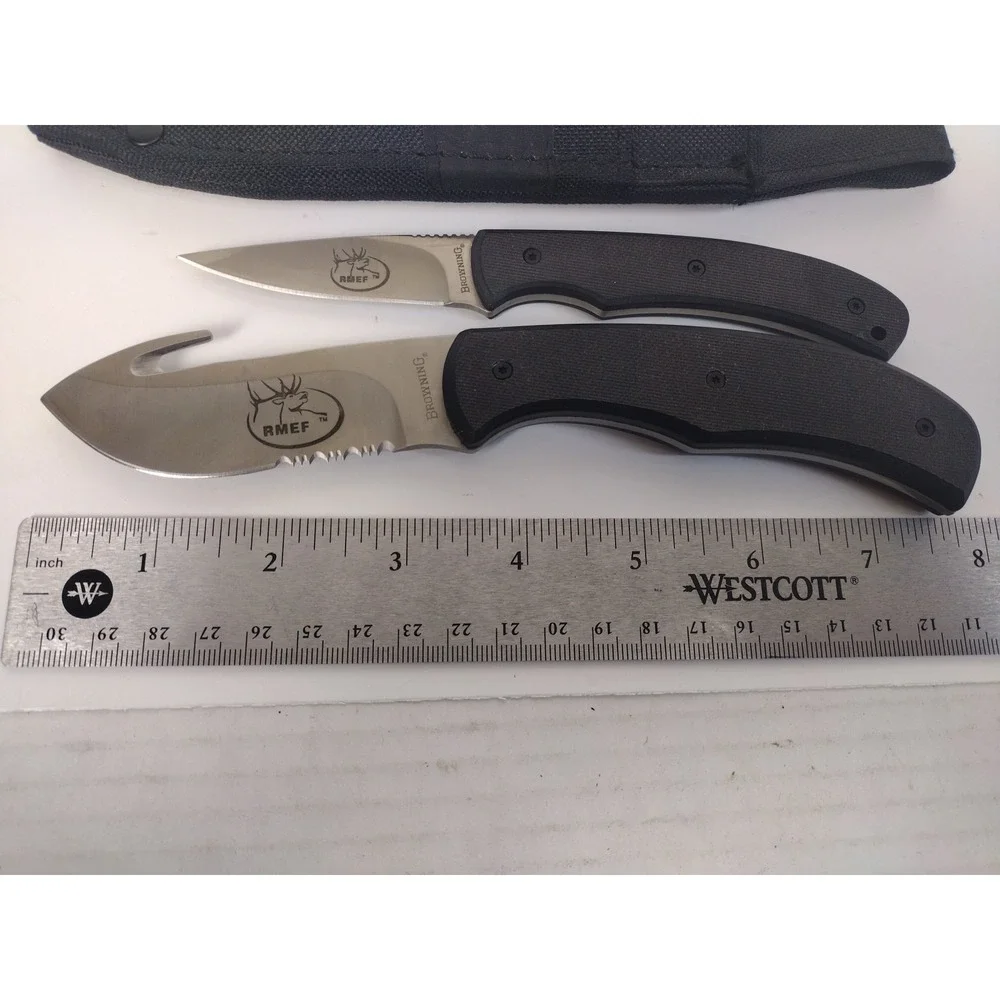 RMEF Browning Model 154 Hunting Knife Set With Sheath Includes 2 Knives NWOB